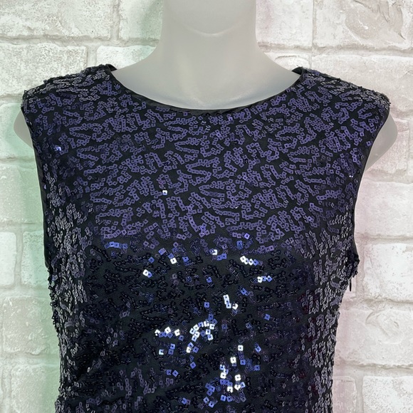 Caché Purple Sequin Fitted Black Dress - Picture 4 of 14